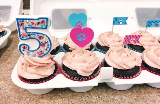 Cupcakes with Paw Print Toppers