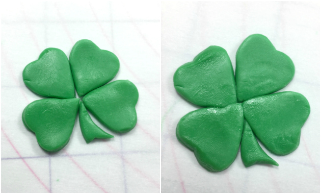 Making a four leaf clover with heart cutters 3