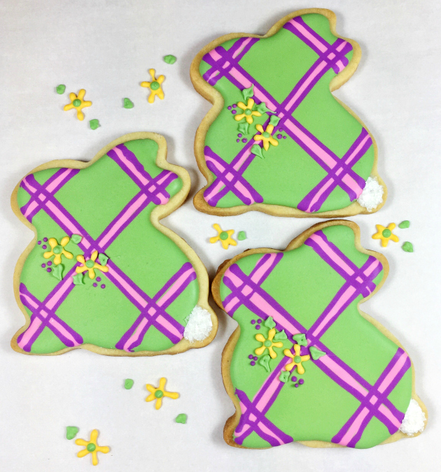 Green plaid Easter bunny cookies